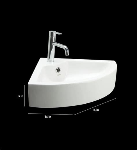 Buy Ceramic Triangle Shape White Wall Mounted Wash Basin H 7 W 22 2