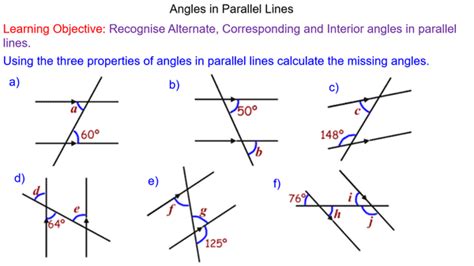 Angles In Parallel Lines Worksheets