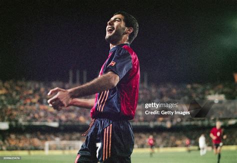 Josep Pep Guardiola of Spain celebrates a goal during a 1998 FIFA ...