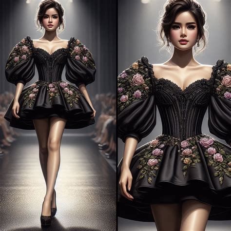 Corset Peplum Dress Luxurious Made Silk Embroidered With Flowers Creating An Attractive And