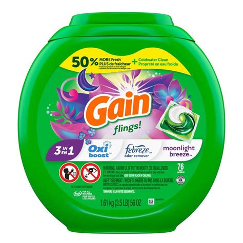 Gain Flings 3 In 1 Moonlight Breeze Scent Laundry Detergent Pods 76