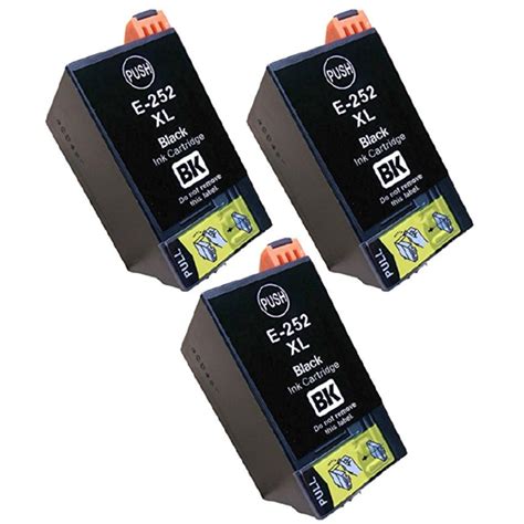 Compatible 3 Pack Epson 252xl T252xl Epson T252xl120 Black High Yield Inkjet Cartridge