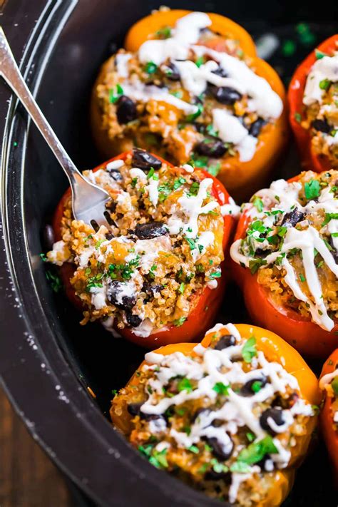 Crockpot Stuffed Peppers Freezer Friendly Recipe Wellplated