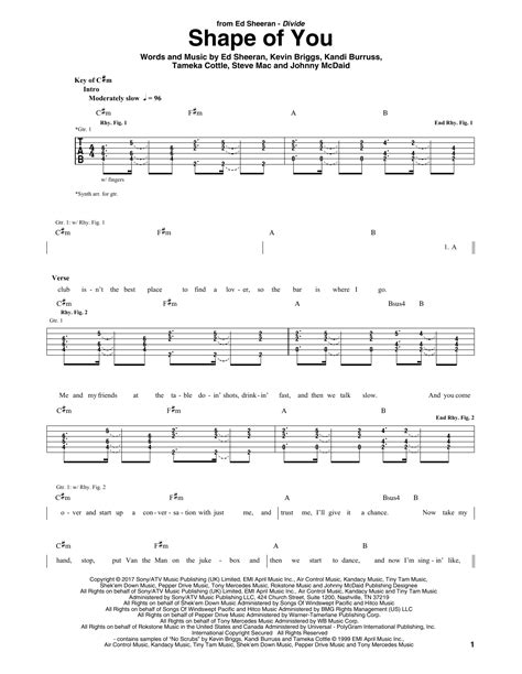 Shape Of You by Ed Sheeran - Guitar Rhythm Tab - Guitar Instructor