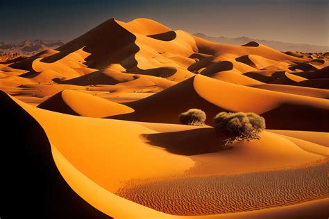 A desert with sand dunes