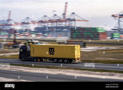 Container Truck Bringing Containers To Euromax Container Terminal The