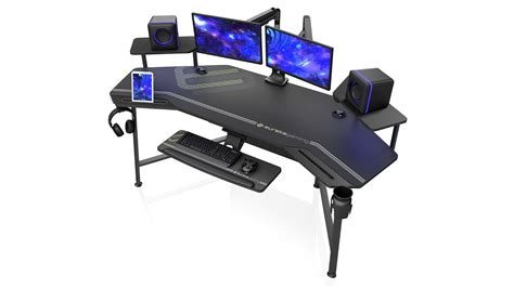 EUREKA ERGONOMIC Gaming Desk with Hutch: Keyboard Tray