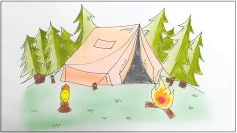 How To Draw A Camping Tent