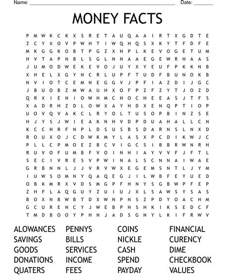 Money Word Search Puzzles Printable