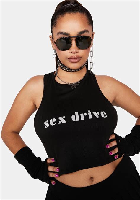 Plus Sex Drive Tank Crop Top Black Dolls Kill