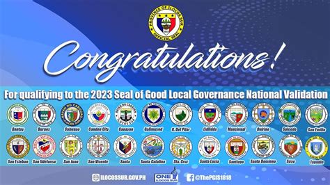 Seal Of Good Local Governance National Validation Province Of Ilocos Sur