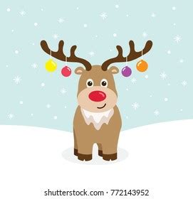 Cute Fat Big Reindeer Wear Green Stock Vector Royalty Free