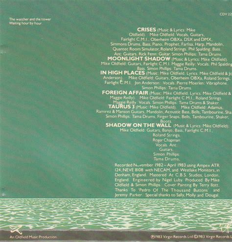 Crises Virgin Cd Mike Oldfield Worldwide Discography