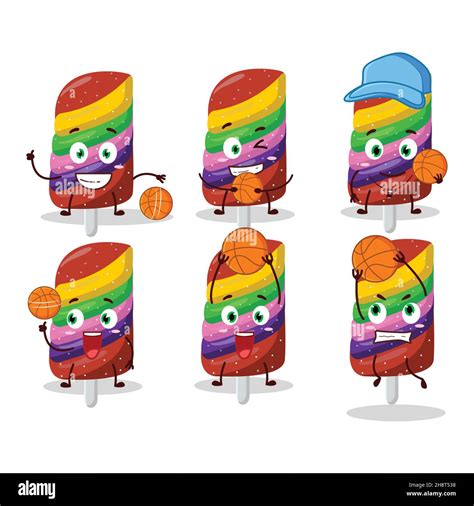 Talented Gummy Candy Rainbow Cartoon Character As A Basketball Athlete