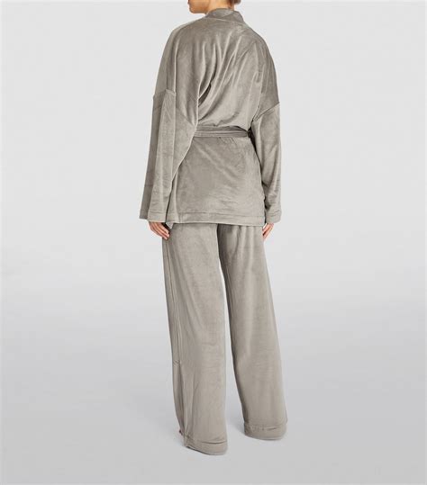 Womens Skims Grey Velour Wrap Pyjama Set Harrods Uk