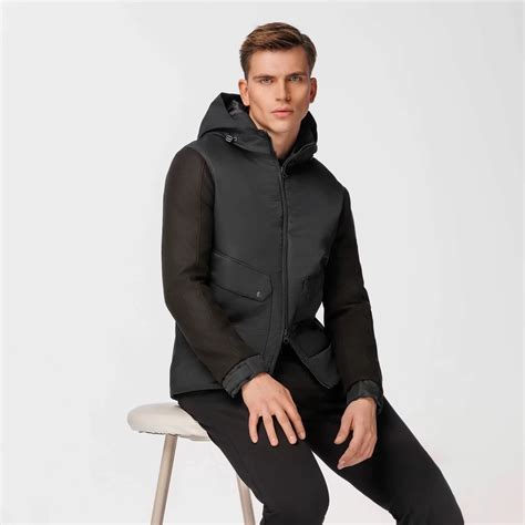 Men's Black Italian Jacket Padded Adjustable Hood | TAILOR