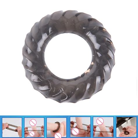 Black Silicone Male Delay Lock Elastic Ring Double Cock Ring Penis Soft Adult Toy Ejaculation