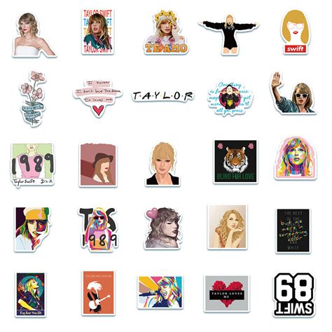 50pcs Taylor Swift Stickers Popular Singer Vinyl Decal Waterproof