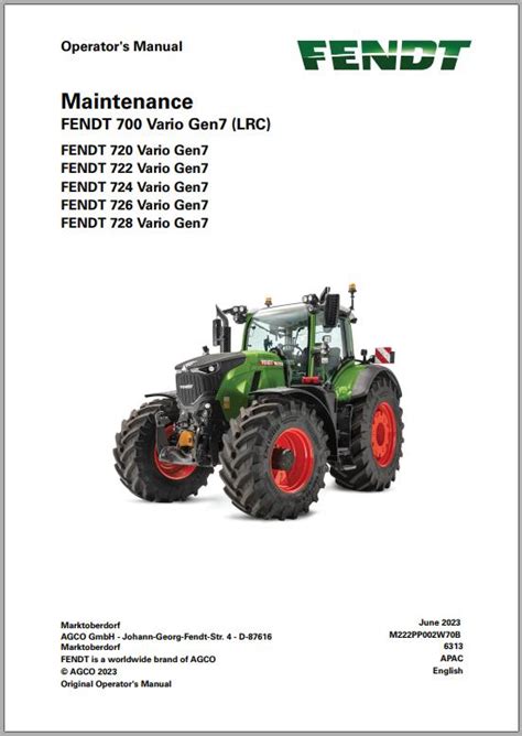 Fendt Vario Gen Maintenance Manual M Pp W B Pdf