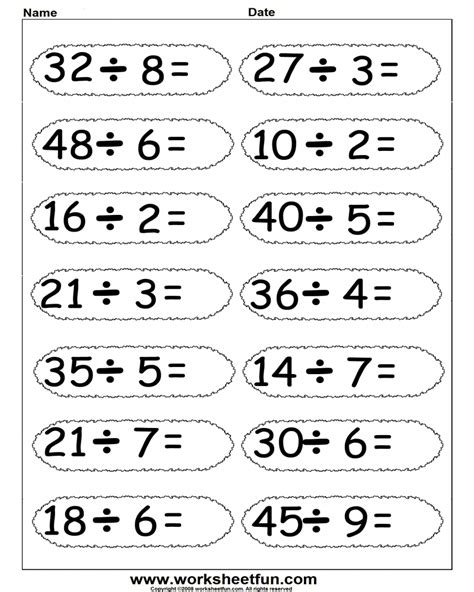 Division For 3rd Graders Worksheets