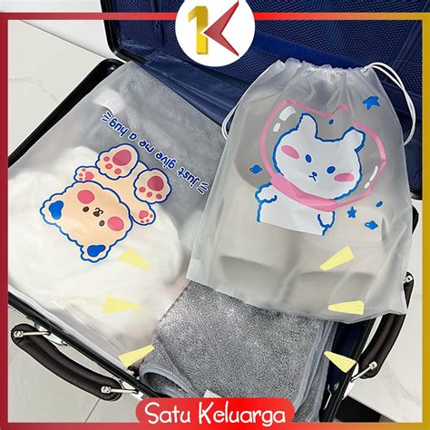 Jual Sk C Travel Pouch Serut Transparan Motif Bear Tas Serut Tempat