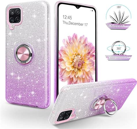 SouliGo Samsung A12 Phone Case Galaxy A12 Phone Case 360 Ring Holder