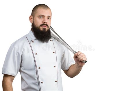 Retrato Del Cocinero Mayor Aislado Sobre El Fondo Blanco Foto De