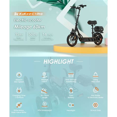 Kukirin C Pro Foldable Electric Scooter With Seat Inch Pneumatic