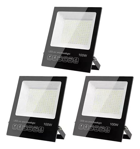 Reflector Led 100w Ultradelgado Exterior Alta Potencia 3pzs Envío gratis