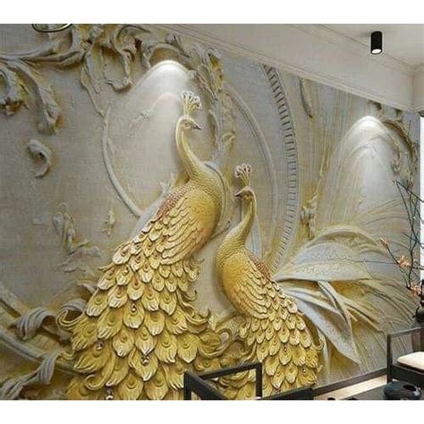 Royal Pattern Pvc D Peacock Wallpaper For Interior Wall Decor Rs