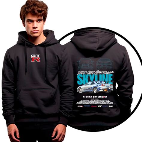 Blusa Moletom Frio Carro Corrida Luxo Grife Skyline Gtr R34 Paul Walker