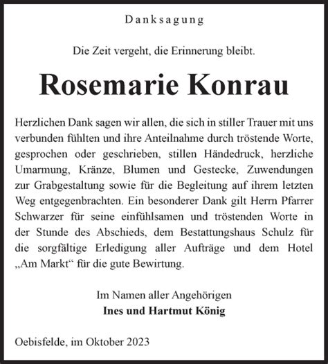 Traueranzeigen Von Rosemarie Konrau Abschied Nehmen De