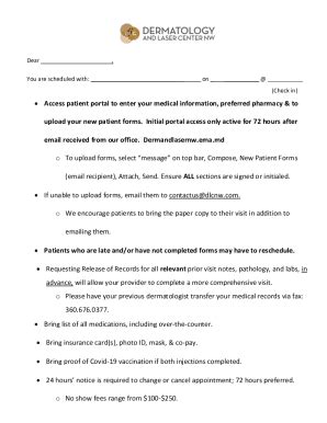 Fillable Online Dear Patient Thank You For Taking The Time To Fill Out