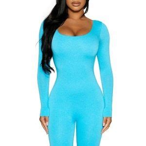 Naked Wardrobe Pants Jumpsuits Naked Wardrobe Back In The Scoop Romper In Ocean Poshmark