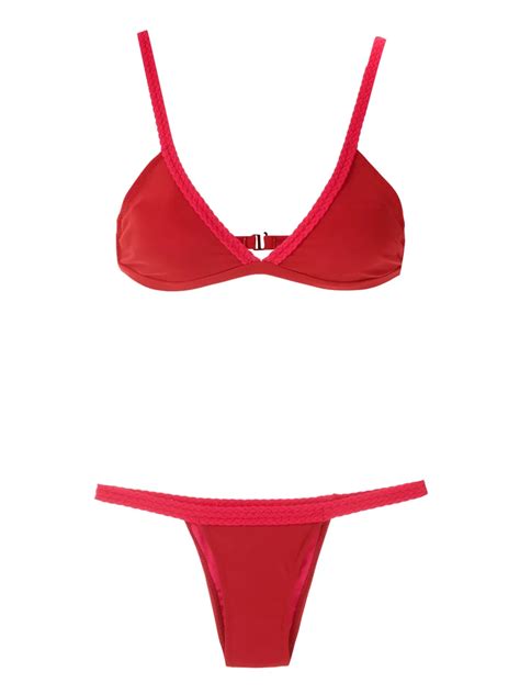 Amir Slama Braided Trim Bikini Set Red FARFETCH AE