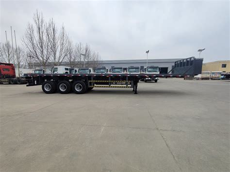 3 Tri Axles 60 Tons 20 40 Foot FT Container Flatbed Trailer 20FT