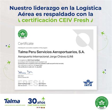 Talma Obtiene La Certificaci N Ceiv Fresh Aeroermo