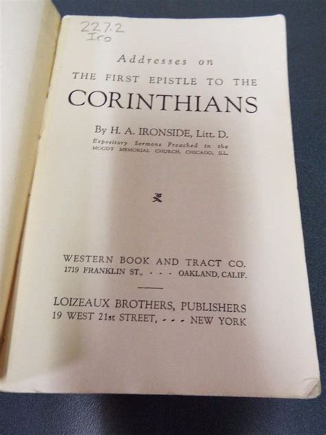 First Corinthians By H A Ironside Signed Ebay