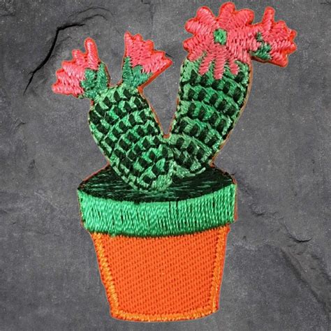 Cactus Patch Set Plant Pot Flowers Thorns Applique Succulent Badge