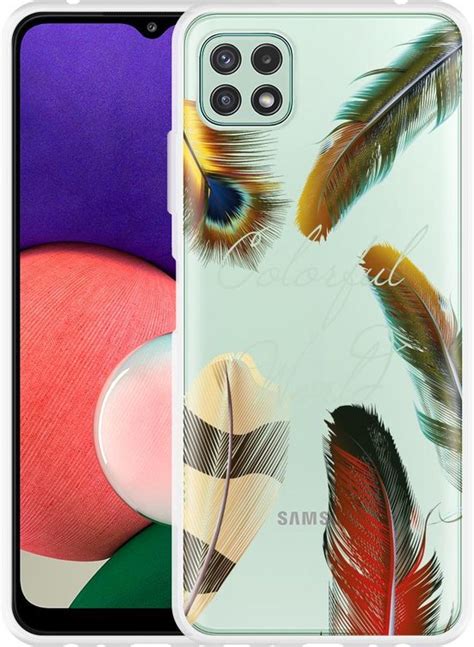 Samsung Galaxy A22 5G Hoesje Feathers World Designed By Cazy Bol