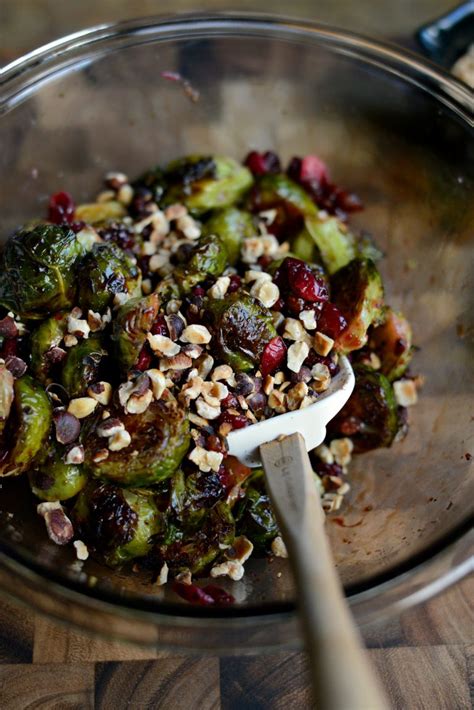 Maple Balsamic Brussels Sprouts With Cranberries And Hazelnuts Simply