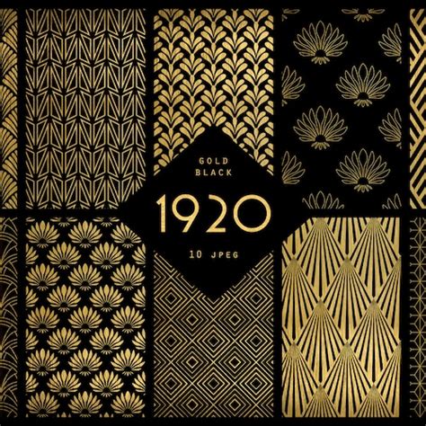 Art Deco Digital Paper Collection Volume II Black Gold 10 Etsy