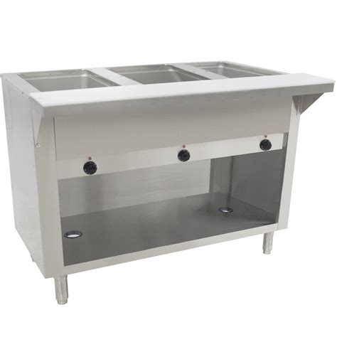 Advance Tabco HF 3E 120 BS Three Pan Electric Hot Food Table With Enclosed Base Open Well 120V