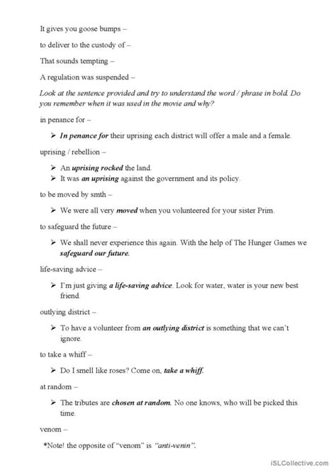 The Hunger Games Movie Worksheet V English Esl Worksheets Pdf Doc