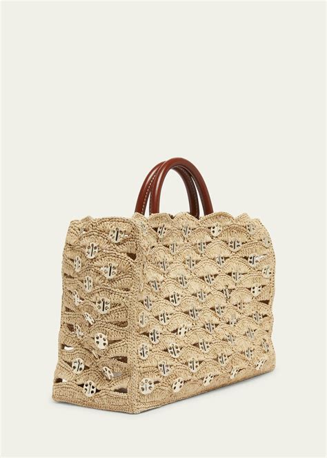 Rabanne Sac A Main Disc Link Raffia Tote Bag Bergdorf Goodman