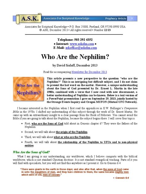 Who Are The Nephilim | PDF | Goliath | Nephilim