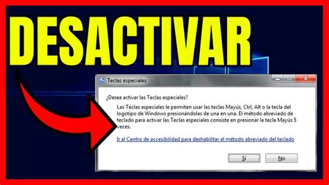 Como Desactivar Teclas Especiales En Windows Youtube