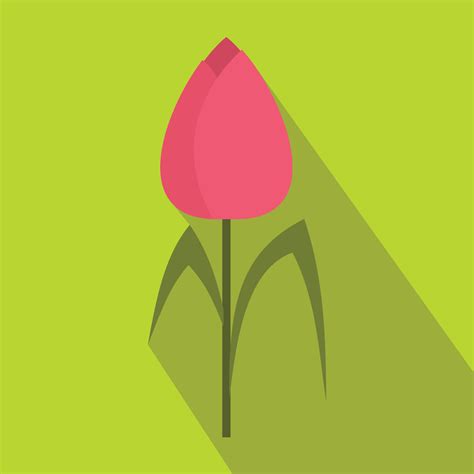 Pink Tulip Icon Flat Style 14363067 Vector Art At Vecteezy