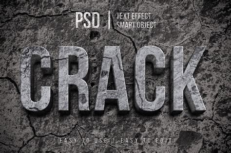 Premium Psd Crack Cement 3d Editable Text Effect