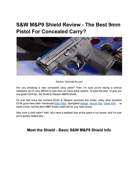 S W M P9 Shield Review The Best 9mm Pistol For Concealed Carry